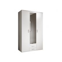 Armoire 3 portes 2 tiroirs Karl Blanc - 196 x 120 x 54cm - Basika