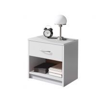 Chevet 1 tiroir niche Drift Blanc - 41 x 39 x 28cm - Basika
