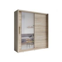 Armoire 2 portes coulissantes Baku Chene - 215 x 155 x 62cm - Basika