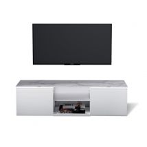 Meuble tv Easy Blanc brillant/marbré - 54 x 160 x 45cm - Basika