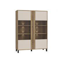 Vitrine 2 portes Killarney Chene/sable - 161 x 122 x 42cm - Basika