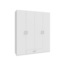 Armoire 4 portes 1 tiroir Obox Blanc - 210 x 177 x 54cm - Basika