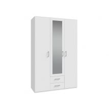 Armoire 3 portes 2 tiroirs Obox Blanc - 210 x 133 x 54cm - Basika
