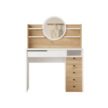Bureau/coiffeuse Sonia Chene/blanc - 120 x 100 x 45cm - Basika
