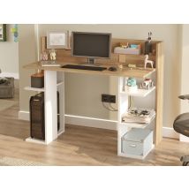Bureau/coiffeuse Damian Blanc/chene - 98 x 124 x 80cm - Basika