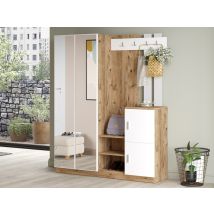 Vestiaire Vision Blanc/chene - 180 x 147 x 35cm - Basika