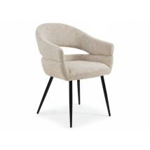 Chaise de séjour avec accoudoir Lisian Noir/beige - 85 x 60 x 63cm - Basika