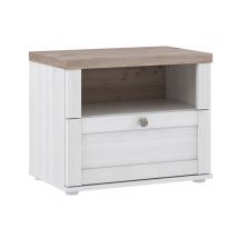 Chevet Iloppa chambre à coucher Chene neige/chene nelson - 45 x 55 x 34.5cm - Basika