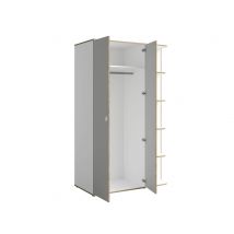 Armoire 3 portes avec étagères Pinio Gris/blanc - 196.5 x 120 x 60cm - Basika