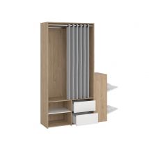 Dressing 2 tiroirs + meuble à chaussures Kit Chene/blanc - 197 x 128 x 41cm - Basika