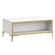 Table basse Golden Blanc brillant - 43 x 100 x 60cm - Basika