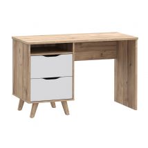 Bureau Vankka Chene naturel/blanc - 74 x 120 x 53cm - Basika