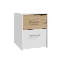 Chevet Culgoa Blanc mat/chene artisan - 48 x 38 x 42cm - Basika