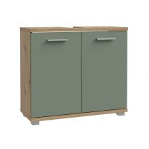 Meuble sous lavabo Champ chene artisan/vert sauge - Basika