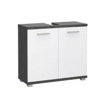Meuble sous lavabo Champ gris foncé/blanc brillant - Basika