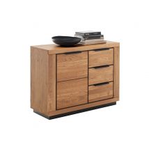 Commode 1 porte 3 tiroirs Bari Chene - 80 x 107 x 40cm - Basika