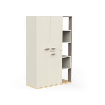Armoire 3 portes Camillia gris/argile/chene - Basika