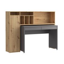 Bureau pivotant Trynidad Chene artisan/gris - 119 x 154 x 33cm - Basika