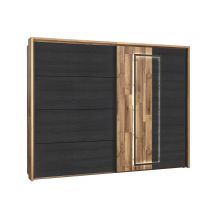 Armoire 2 portes coulissantes. Sirus Chene noir/chene - 210 x 270 x 61cm - Basika