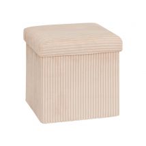 Pouf pliant cotelé Arum Ecru - 38 x 38 x 38cm - Basika