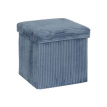 Pouf pliant cotelé Arum Bleu - 38 x 38 x 38cm - Basika