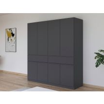 Armoire 8 portes 2 tiroirs Macari Gris métal - 197 x 181 x 54cm - Basika