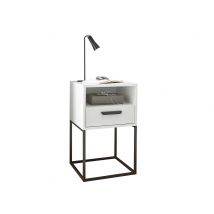 Chevet 1 tiroir niche Cudro Blanc - 65 x 40 x 38.5cm - Basika