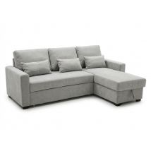 Canapé d'angle convertible et réversible Creta Gris clair - 91 x 227 x 156cm - Basika