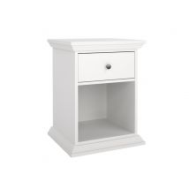 Chevet 1 tiroir niche Nord Blanc - 63.5 x 48 x 43cm - Basika