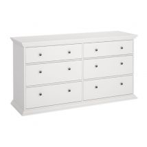Commode 6 tiroirs Nord Blanc - 88 x 163 x 52cm - Basika