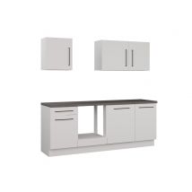 Bloc de cuisine Novacool Blanc/gris anthracite - 204 x 220 x 60cm - Basika