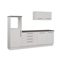 Bloc de cuisine avec colonne Novacool Blanc/gris anthracite - 194 x 260 x 60cm - Basika