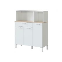 Meuble 3 portes et 1 tiroir Kilian Blanc/chene - 126 x 108 x 40cm - Basika