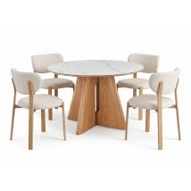 Ensemble table de repas + 4 chaises Claire Beige/chene - Basika