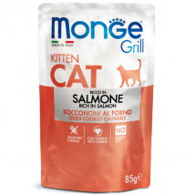 Monge Grill Grain Free Kitten bocconcini 85 gr - Salmone Confezione da 28 pezzi Cibo umido per gatti