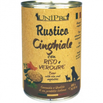 Unipro Rustico Dog Adult 400 gr - Cinghiale con riso e verdure - Confezione da 6 pezzi - Cibo Umido per Cani - 1° ORDINE? scegli lo sconto BZR5 / BZR20 + 200 punti fedeltà