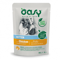 Oasy Cat Bocconcini in salsa 85 gr - KITTEN Pollo - Confezione da 12 pezzi - Cibo umido per gatti - 1° ORDINE? scegli lo sconto BZR5 / BZR20 + 200 punti fedeltà