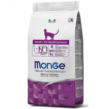 Monge Natural Superpremium Adult Cat Ricco in Pollo - 1,5 kg - Croccantini per gatti - 1° ORDINE? scegli lo sconto BZR5 / BZR20 + 200 punti fedeltà
