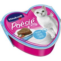 Vitakraft Poésie in squisita gelatina 85 gr - Salmone e spinaci Confezione da 15 pezzi Cibo umido per gatti
