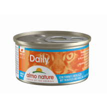 Almo Nature Daily Grain Free Menù Cat 85 gr - Mousse con Tonno e Merluzzo - Confezione da 24 pezzi - Cibo umido per gatti - 1° ORDINE? scegli lo sconto BZR5 / BZR20 + 200 punti fedeltà
