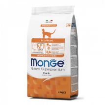 Monge Natural Superpremium Sterilised Monoprotein con Anatra - 1,5 kg Croccantini per gatti Monoproteico crocchette cani
