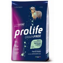 Prolife Grain Free Cane Adult Sensitive Medium/Large Pesce e Patate - 2,5 kg Croccantini per cani