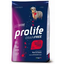 Prolife Grain Free Cane Adult Sensitive Medium/Large Manzo e Patate - 10 kg Croccantini per cani