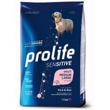 Prolife Sensitive Cane Adult Medium/Large Maiale e Riso - 10 kg - Croccantini per cani - 1° ORDINE? scegli lo sconto BZR5 / BZR20 + 200 punti fedeltà
