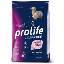 Prolife Grain Free Cane Adult Sensitive Medium/Large Maiale e Patate - 10 kg Croccantini per cani