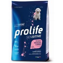 Prolife Sensitive Cane Puppy Medium/Large Agnello e Riso - 10 kg Croccantini per cani