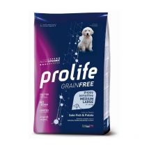 Prolife Grain Free Cane Puppy Sensitive Medium/Large Sogliola e Patate - 10 kg Croccantini per cani