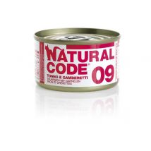 Natural Code acqua di cottura 85 gr - 09 - Tonno e Gamberetti Confezione da 24 pezzi Cibo umido per gatti