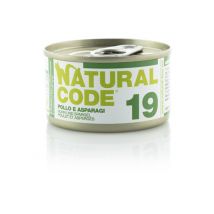 Natural Code acqua di cottura 85 gr - 19 - Pollo, Asparagi e Riso Confezione da 24 pezzi Cibo umido per gatti