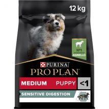 Purina Pro Plan Sensitive Digestion Medium Puppy Crocchette Cane Agnello - 12 kg - Croccantini per cani - 1° ORDINE? scegli lo sconto BZR5 / BZR20 + 200 punti fedeltà